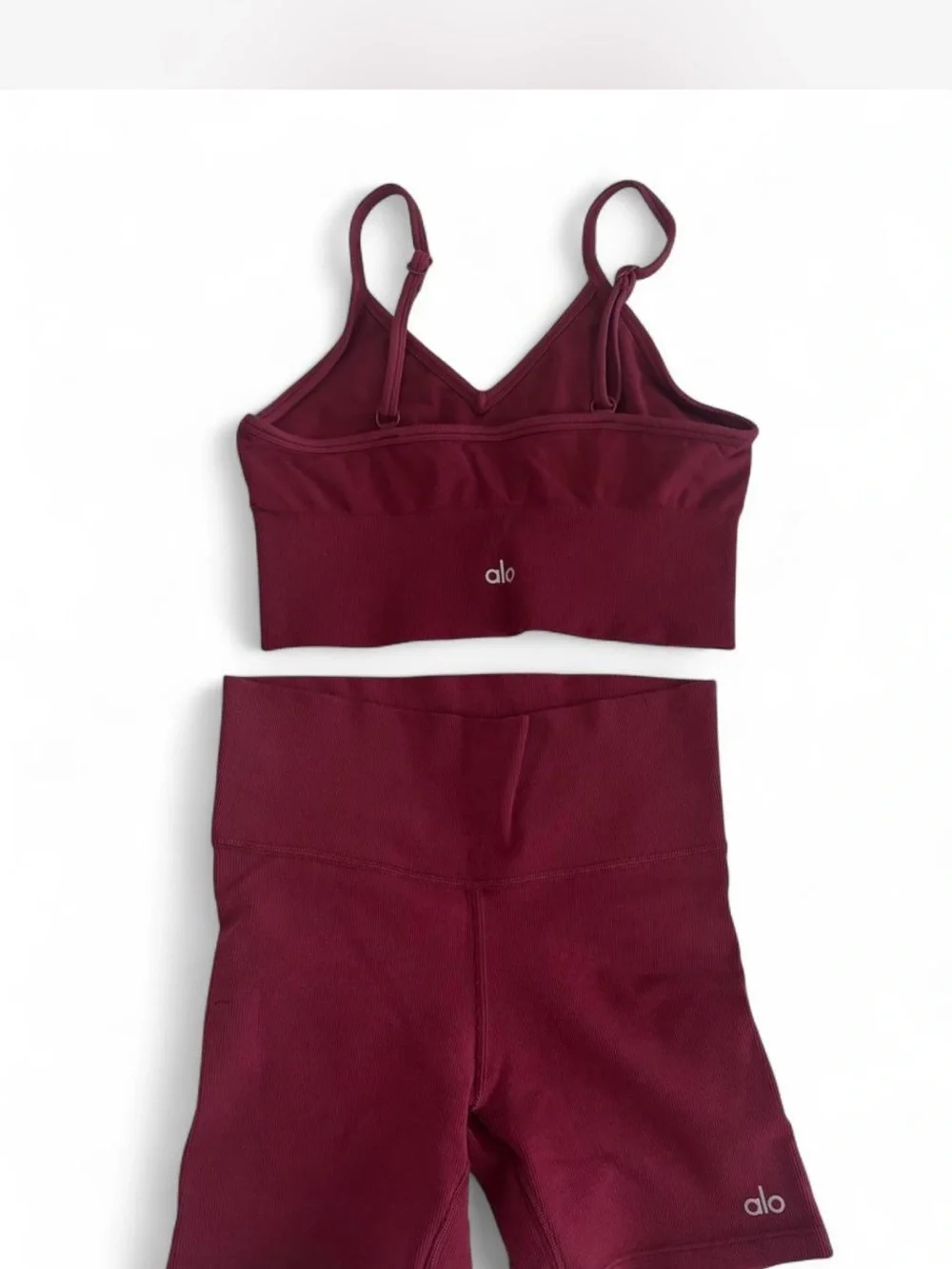 LIKE NEW ALO Yoga Burgundy Seamless Bra and Shorts